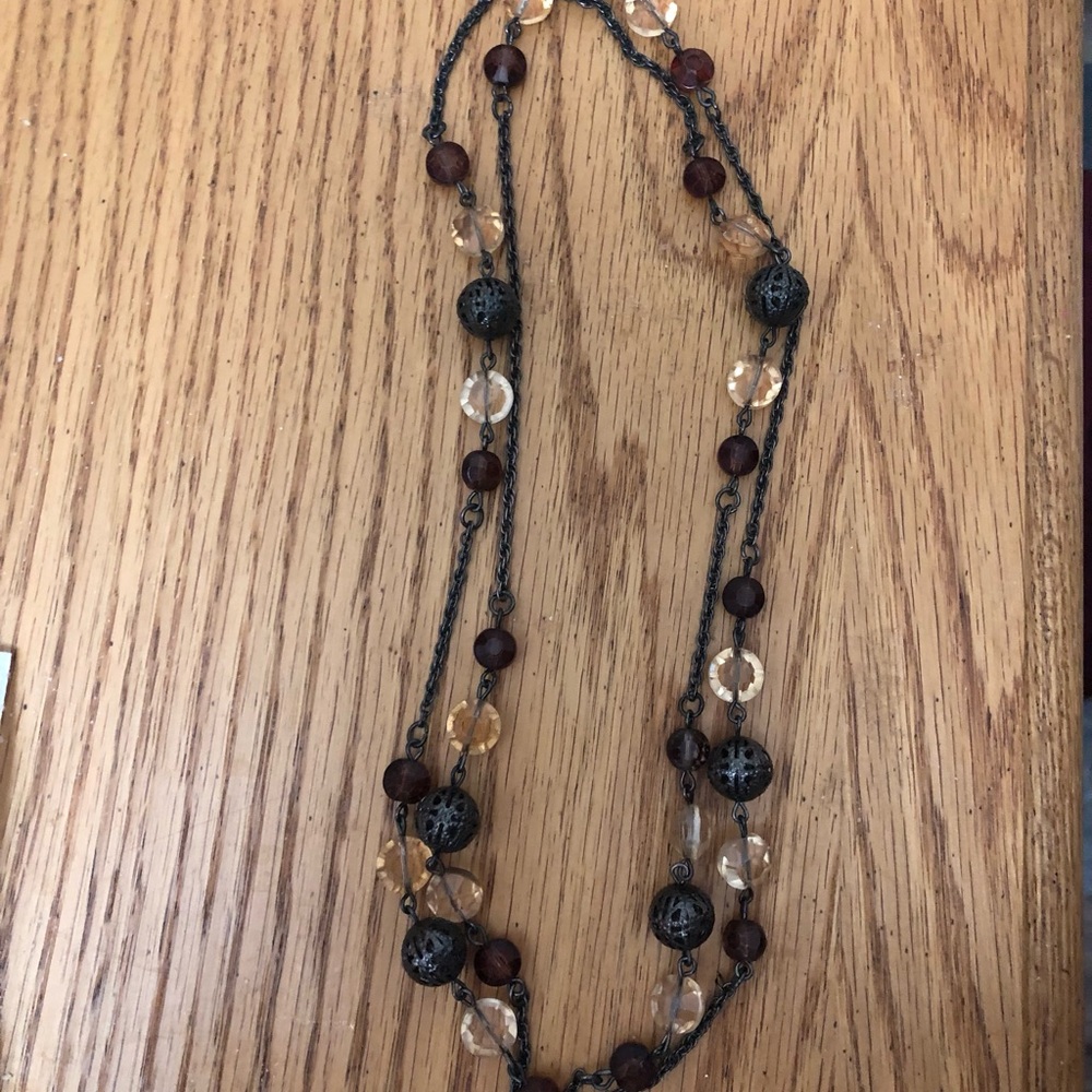 Elegant Beaded Necklace with Black and Brown Accents